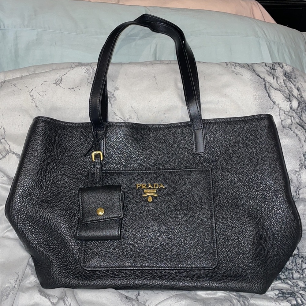 Prada Front Pocket Shopping Tote Vitello Daino